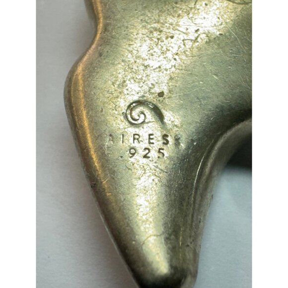 Estate Aires 925 Sterling Silver Abstract Wave Stud Earrings 1.49" EZ Backs - Picture 5 of 8